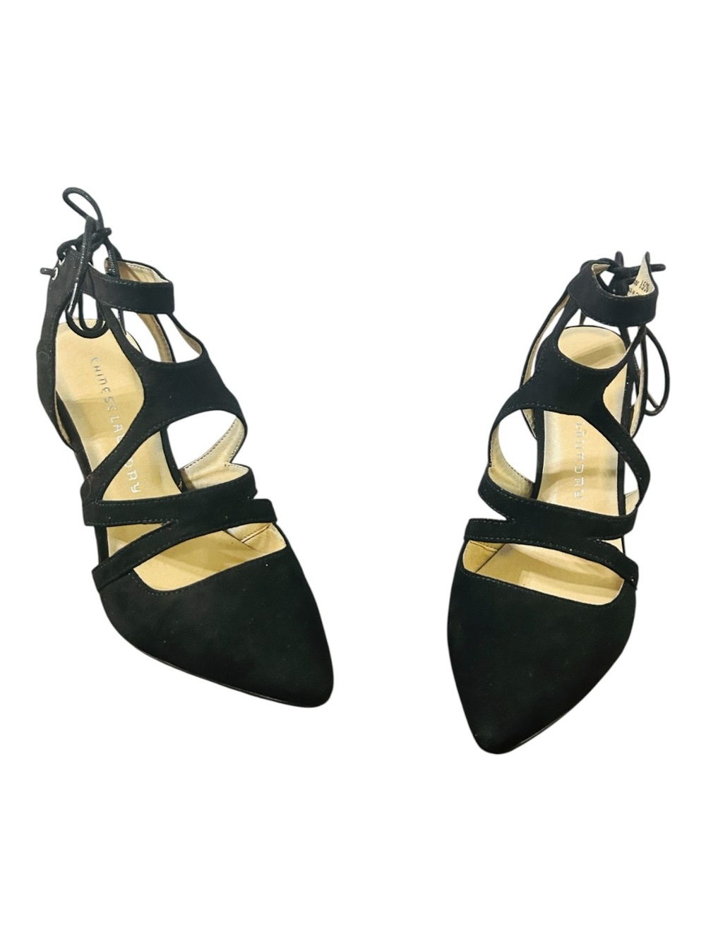 Chinese Laundry Black Suede Lace-Up Pointed Toe Heels Size 8.5